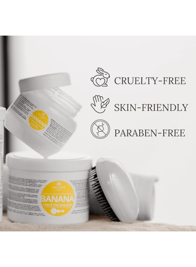 Kallos KJMN Banana Extract Fortifying Hair Mask for Dry, Fragile Hair, Hydrates and Protects Against Heat Styling Damage with Olive Oil and Vitamins 1L 1000ml - Image 5